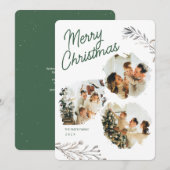Modern 3 Photos Brushstroke Xmas Greeting Holiday シーズンカード (正面/裏面)