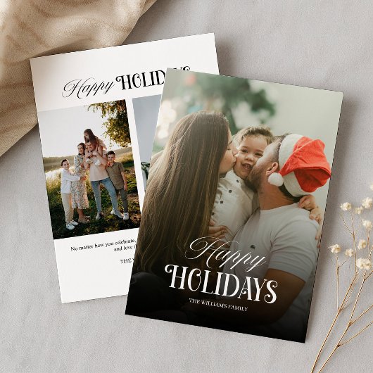 Modern 3 photos Christmas Holiday Card シーズンカード
