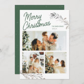 Modern 3 Photos Elegant Christmas Greeting Holiday シーズンカード (正面/裏面)