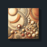 Modern 3D Abstract Geometric Art - Layered Concent キャンバスプリント<br><div class="desc">A captivating 3D digital composition featuring an intricate arrangement of layered concentric circles and smooth floating spheres. The artwork showcases a harmonious blend of warm earth tones, including terracotta, sand, taupe, and charcoal grey. With its rich textures and rhythmic depth, this sophisticated piece is perfect for adding a modern, architectural...</div>