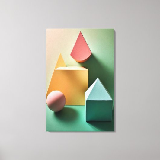 Modern 3D Abstract Minimalist Shapes Canvas Art キャンバスプリント (正面)