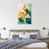 Modern 3D Abstract Minimalist Shapes Canvas Art キャンバスプリント (インサイチュ (寝室))