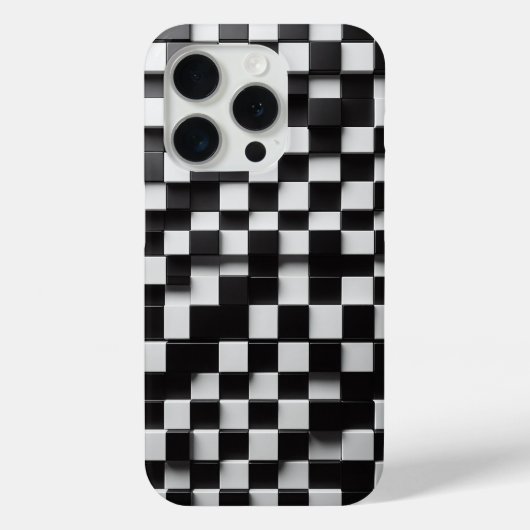 Modern 3D Black & White Checkerboard Phone Case Case-Mate iPhoneケース (裏面)