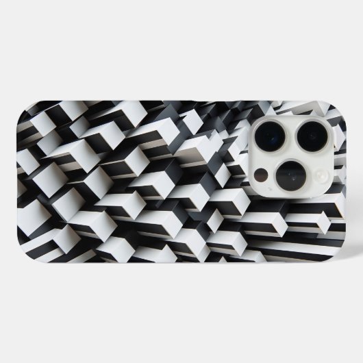 Modern 3D Black & White Geometric Phone Case  Case-Mate iPhoneケース (裏面 (横))