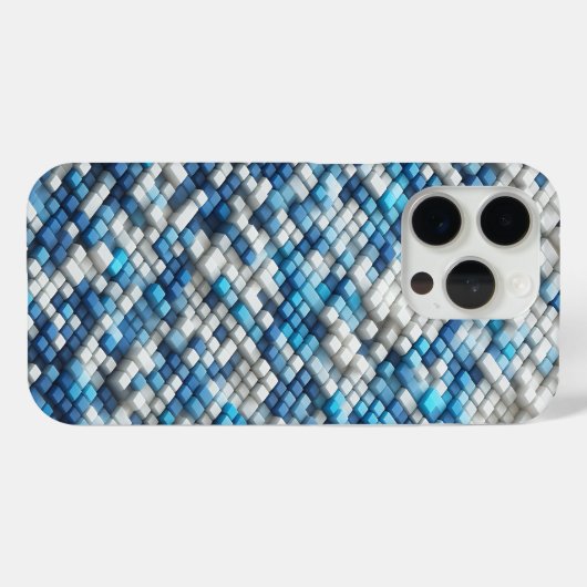 Modern 3D Blue Cube Ripple Case Abstract Geometric Case-Mate iPhoneケース (裏面 (横))