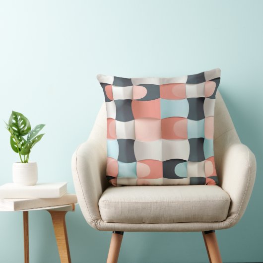 Modern 3D Curved Geometric Illusion Pattern クッション (椅子)