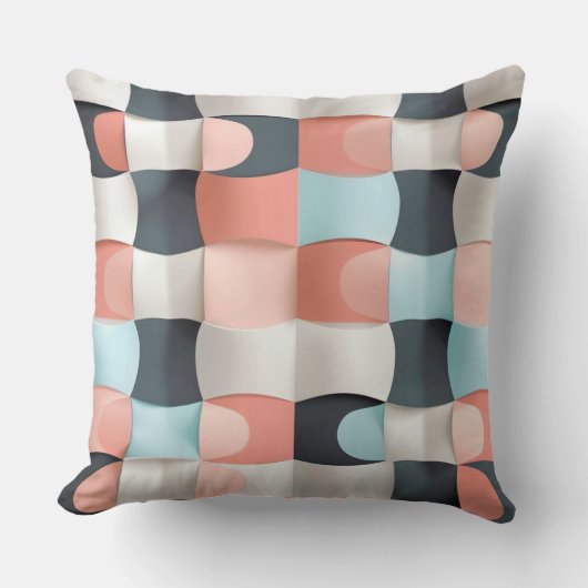 Modern 3D Curved Geometric Illusion Pattern クッション (正面)