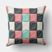 Modern 3D Curved Tile Pattern in Pastel & Charcoal クッション (裏面)