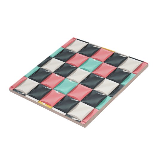 Modern 3D Curved Tile Pattern in Pastel & Charcoal タイル (側面)