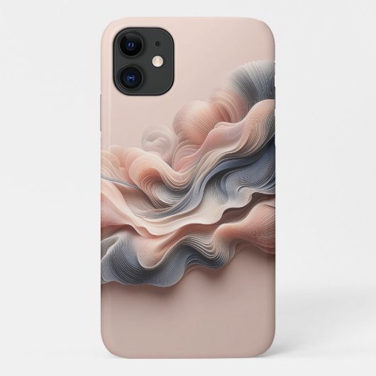 Modern 3D Fluid Abstract Swirls Elegant Soft Pink Case-Mate iPhoneケース (裏面)