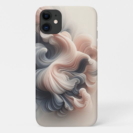 Modern 3D Fluid Abstract Swirls Elegant Soft Pink Case-Mate iPhoneケース (裏面)