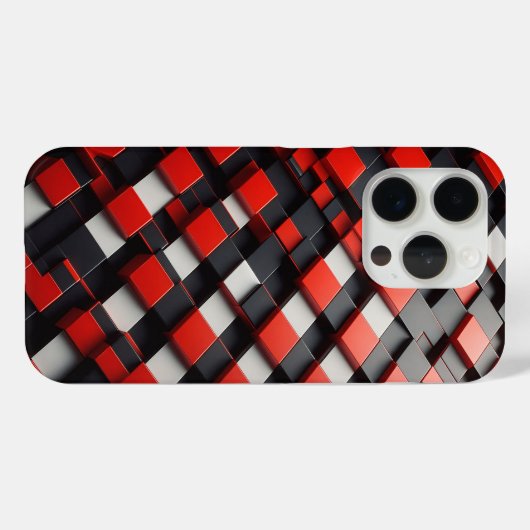 Modern 3D Geometric Block Case Red, Black & White Case-Mate iPhoneケース (裏面 (横))