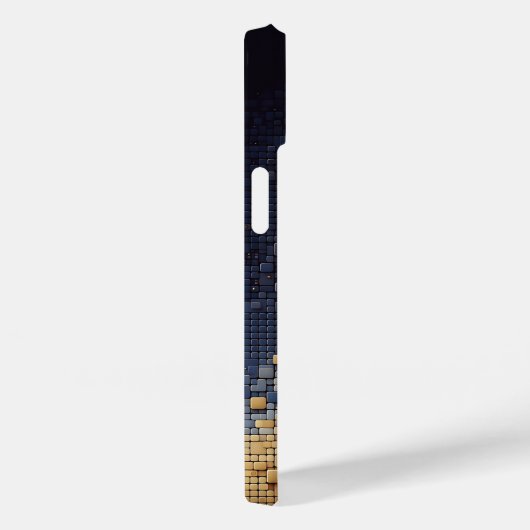 Modern 3D Geometric Blocks Gradient Navy Blue and  Case-Mate iPhoneケース (裏面 / 右)