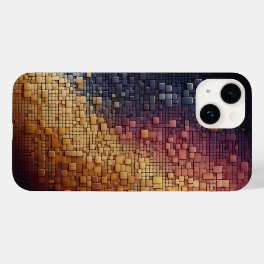 Modern 3D Geometric Blocks Gradient Navy Blue and  Case-Mate iPhoneケース (裏面 (横))