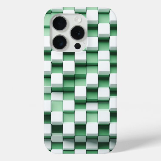 Modern 3D Geometric Cube Case - Mint Green & White Case-Mate iPhoneケース (裏面)
