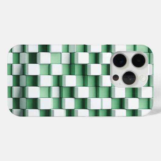 Modern 3D Geometric Cube Case - Mint Green & White Case-Mate iPhoneケース (裏面 (横))