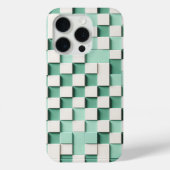 Modern 3D Geometric Cube Case - Mint Green & White Case-Mate iPhoneケース (裏面)