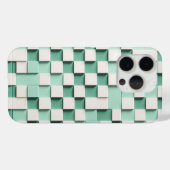 Modern 3D Geometric Cube Case - Mint Green & White Case-Mate iPhoneケース (裏面 (横))