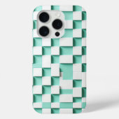 Modern 3D Geometric Cube Case - Mint Green & White Case-Mate iPhoneケース (裏面)