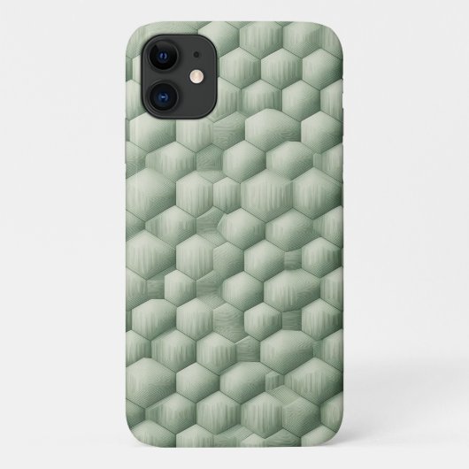 Modern 3D Geometric Hexagon Texture - Elegant Sage Case-Mate iPhoneケース (裏面)