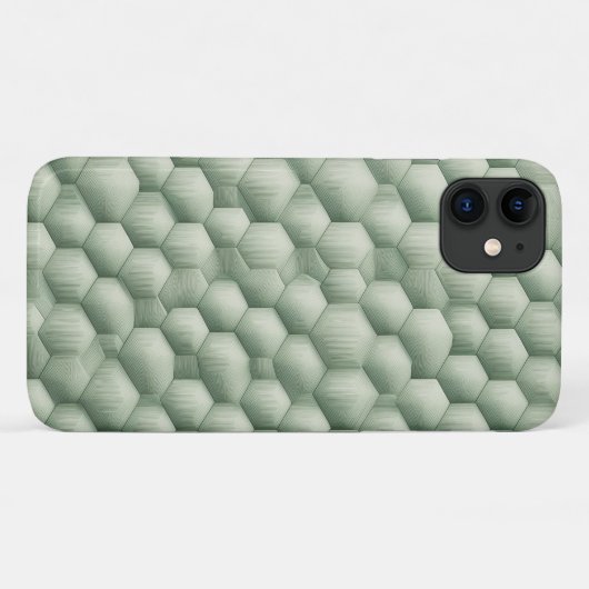 Modern 3D Geometric Hexagon Texture - Elegant Sage Case-Mate iPhoneケース (裏面(横))