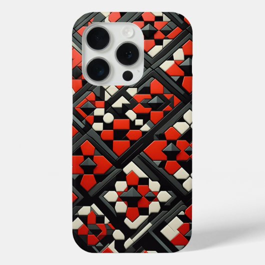 Modern 3D Geometric Mandala Case - Bold Red, Black Case-Mate iPhoneケース (裏面)