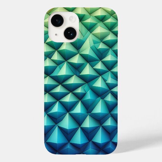 Modern 3D Geometric Pyramid Phone Case - Teal and  Case-Mate iPhoneケース (裏面)