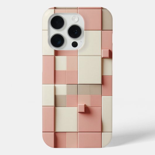 Modern 3D Geometric Square Case Dusty Rose, Cream Case-Mate iPhoneケース (裏面)