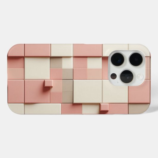 Modern 3D Geometric Square Case Dusty Rose, Cream Case-Mate iPhoneケース (裏面 (横))