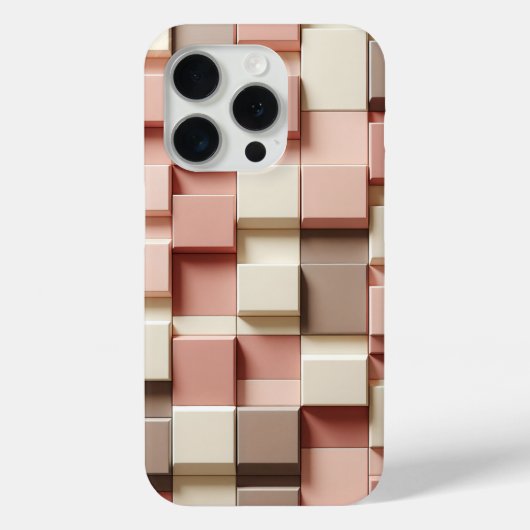 Modern 3D Geometric Square Case Dusty Rose, Cream Case-Mate iPhoneケース (裏面)