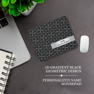 Modern 3D Gradient Black Diamond Geometric Pattern マウスパッド