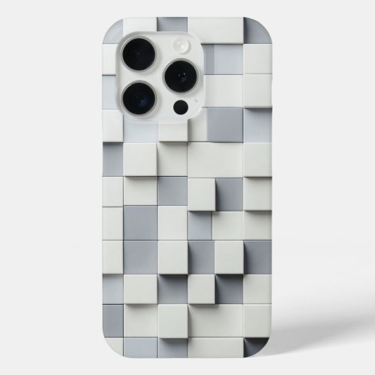 Modern 3D Grey & White Cube Phone Case Minimalist Case-Mate iPhoneケース (裏面)
