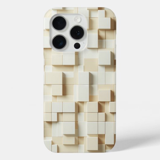 Modern 3D Ivory & Beige Geometric Cube Phone Case  Case-Mate iPhoneケース (裏面)