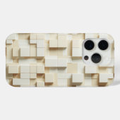 Modern 3D Ivory & Beige Geometric Cube Phone Case  Case-Mate iPhoneケース (裏面 (横))