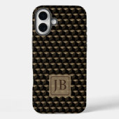 Modern 3D Monogram, Geometric Bronze Pattern Case-Mate iPhoneケース (裏面)
