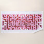 Modern 3D Pink Maze Beach Towel ビーチタオル (正面)