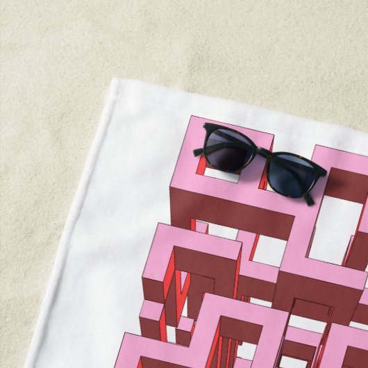 Modern 3D Pink Maze Beach Towel ビーチタオル (インサイチュ)