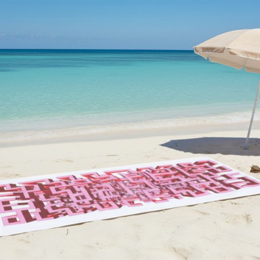 Modern 3D Pink Maze Beach Towel ビーチタオル
