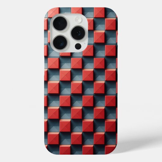 Modern 3D Red Pyramid Phone Case Abstract Geometri Case-Mate iPhoneケース (裏面)
