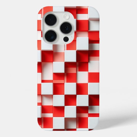 Modern 3D Red & White Geometric Cube Case Abstract Case-Mate iPhoneケース (裏面)