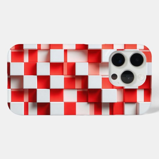Modern 3D Red & White Geometric Cube Case Abstract Case-Mate iPhoneケース (裏面 (横))