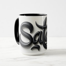 Modern 3D Salam Greeting | Bold Black & White  マグカップ