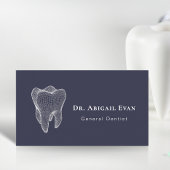 Modern 3D Tooth Professional Navy Blue Dentist 名刺