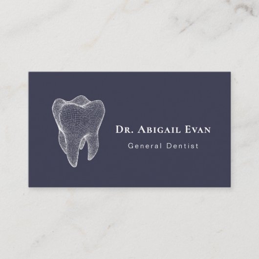 Modern 3D Tooth Professional Navy Blue Dentist 名刺 (正面)