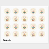 Modern 3D Yarn Art Easter Bunny Personalized Stick ラウンドシール (シート)