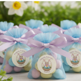 Modern 3D Yarn Art Easter Bunny Personalized Stick ラウンドシール