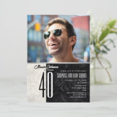 Modern 40th Birthday Photo Invitation for Men 招待状 (スタンド正面)