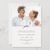 Modern 40th Wedding Anniversary with Photo 招待状 (正面)