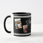 Modern 4 Photo Besties Black and White  マグカップ (左)