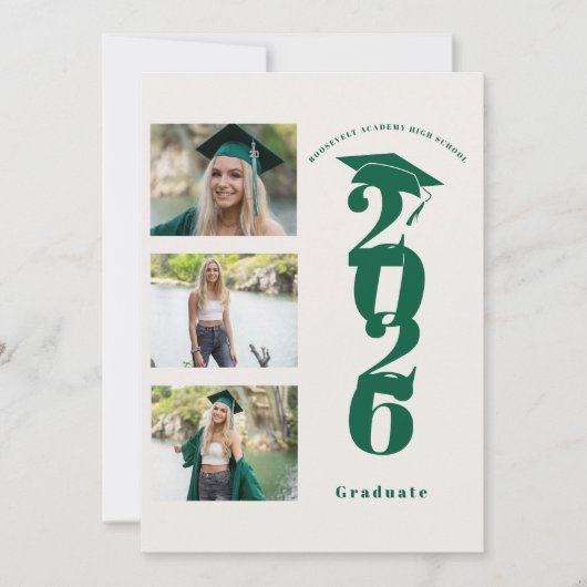 Modern 4 Photo Class of 2026 Graduation Party 招待状 (正面)